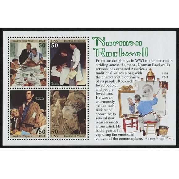 Vintage Norman Rockwell framed artwork 5 stamps collection 1994 - Picture 12 of 12